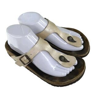 BIRKENSTOCK Gizeh Women's Beige Leather Thong Sandals US 7 Flip-Flops shoe